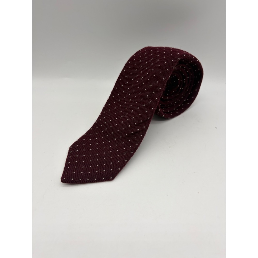 Bonobos Tie Mens OS Burgundy Micro Dot Wool Silk Blend Handmade USA Slim Classic